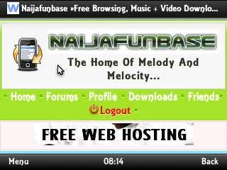 Naijafunbase homepage on a feature phone browser